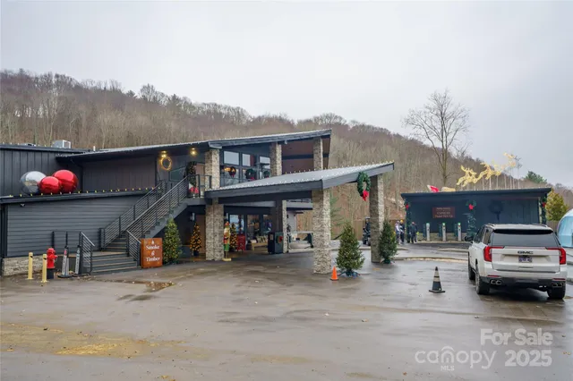 a front view of a building with street