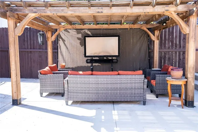 a view of outdoor space with seating area