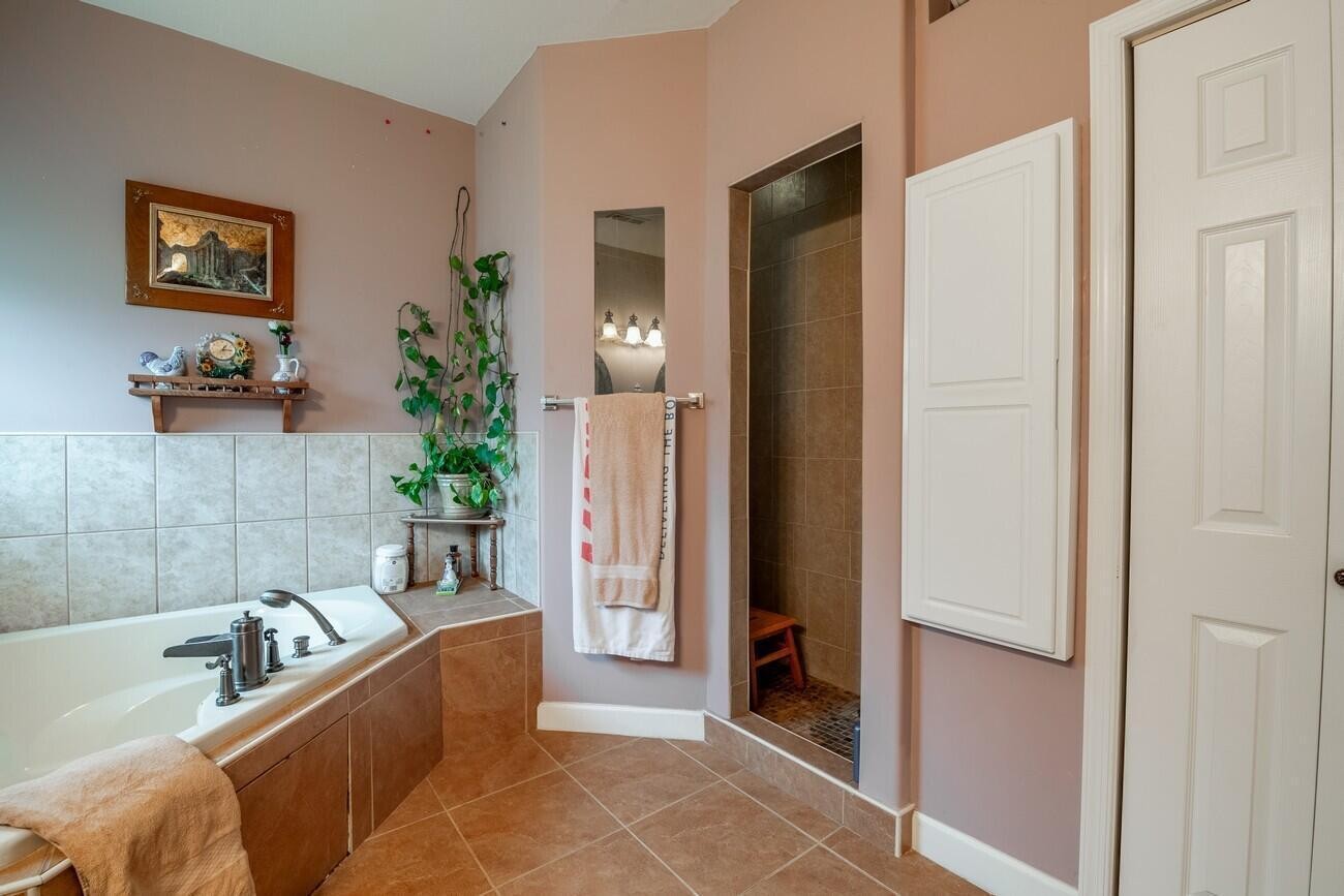 11511 Blair Road Apison, TN 37302 - Photo 36 of 76 a bathroom with a tub a potted plant and a shower