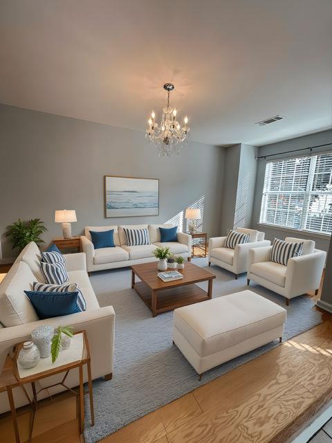 4350 Defoors Farm Trail Powder Springs, GA 30127 - Photo 5 of 47 a living room with furniture chandelier and a couch