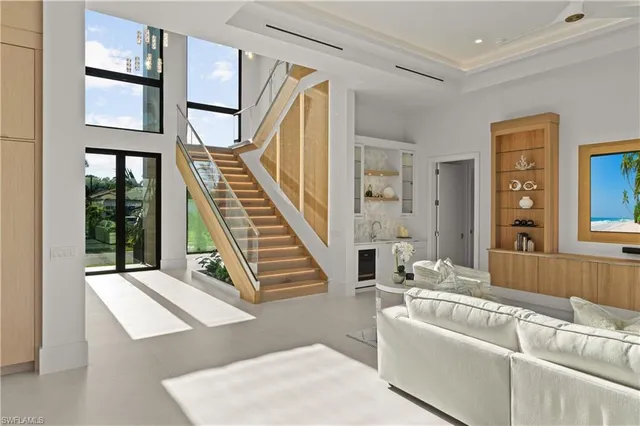 a living room with furniture