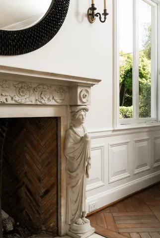 a close view of fireplace