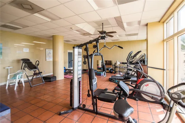 a view of a room with gym equipment