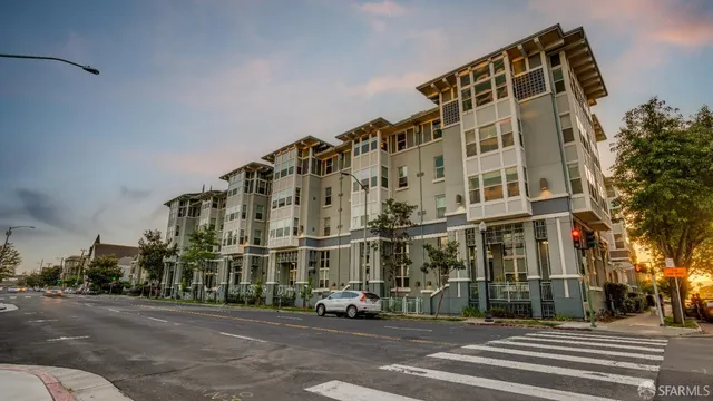 a front view of a building with street view