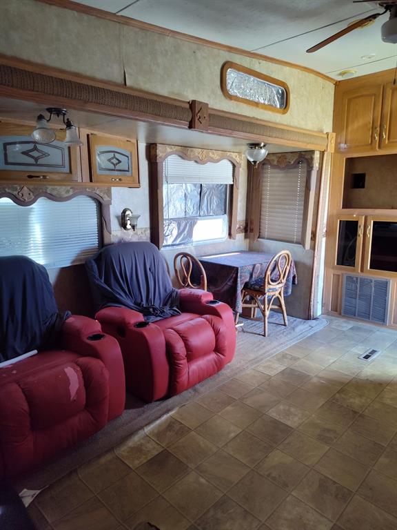 a projector room with furniture