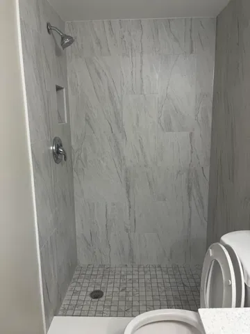 a bathroom with a shower