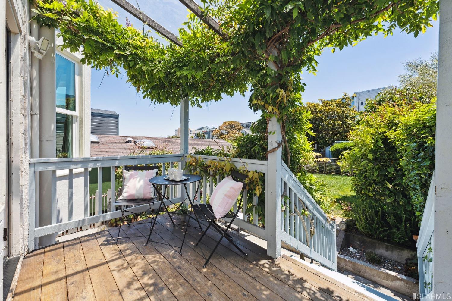 445 Clipper Street San Francisco, CA 94114 - Photo 17 of 62 a view of balcony with wooden floor and outdoor seating