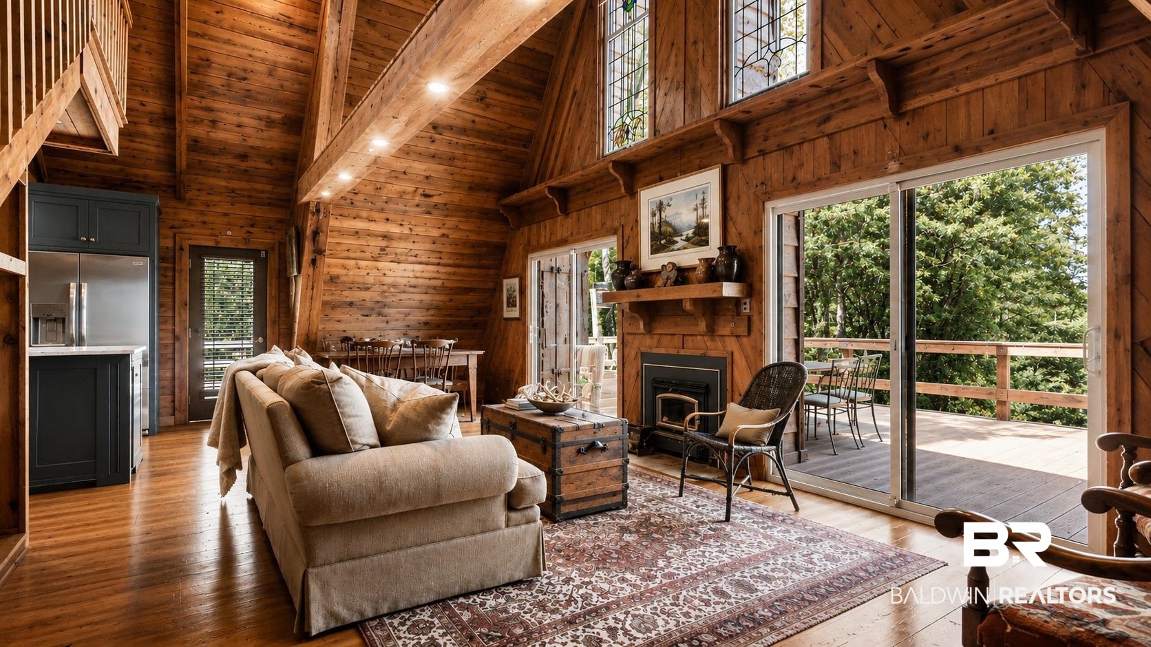 14587 Ridge Road Summerdale, AL 36580 - Photo 9 of 44 Vaulted wood-paneled living area with hardwood flooring