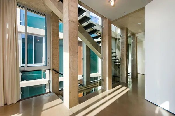 a view of an empty walk in closet