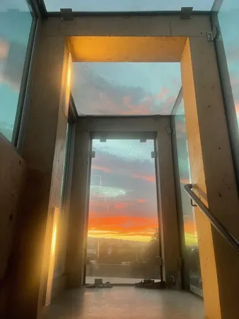 a view of a building with a fountain