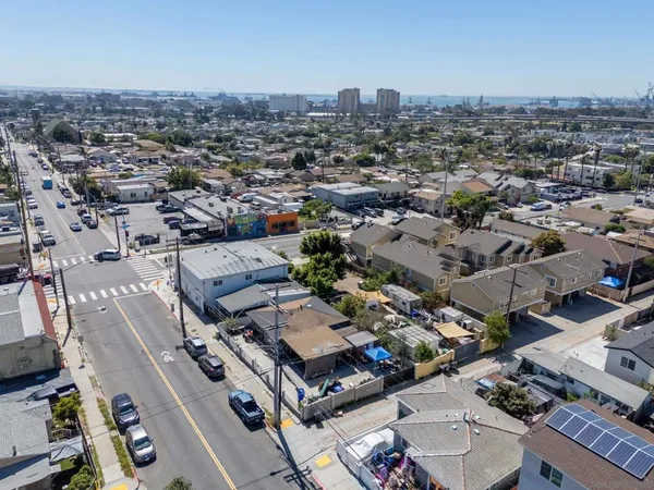 an aerial view of a city