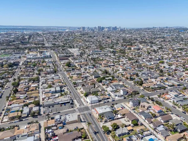 an aerial view of a city with lots of residential buildings