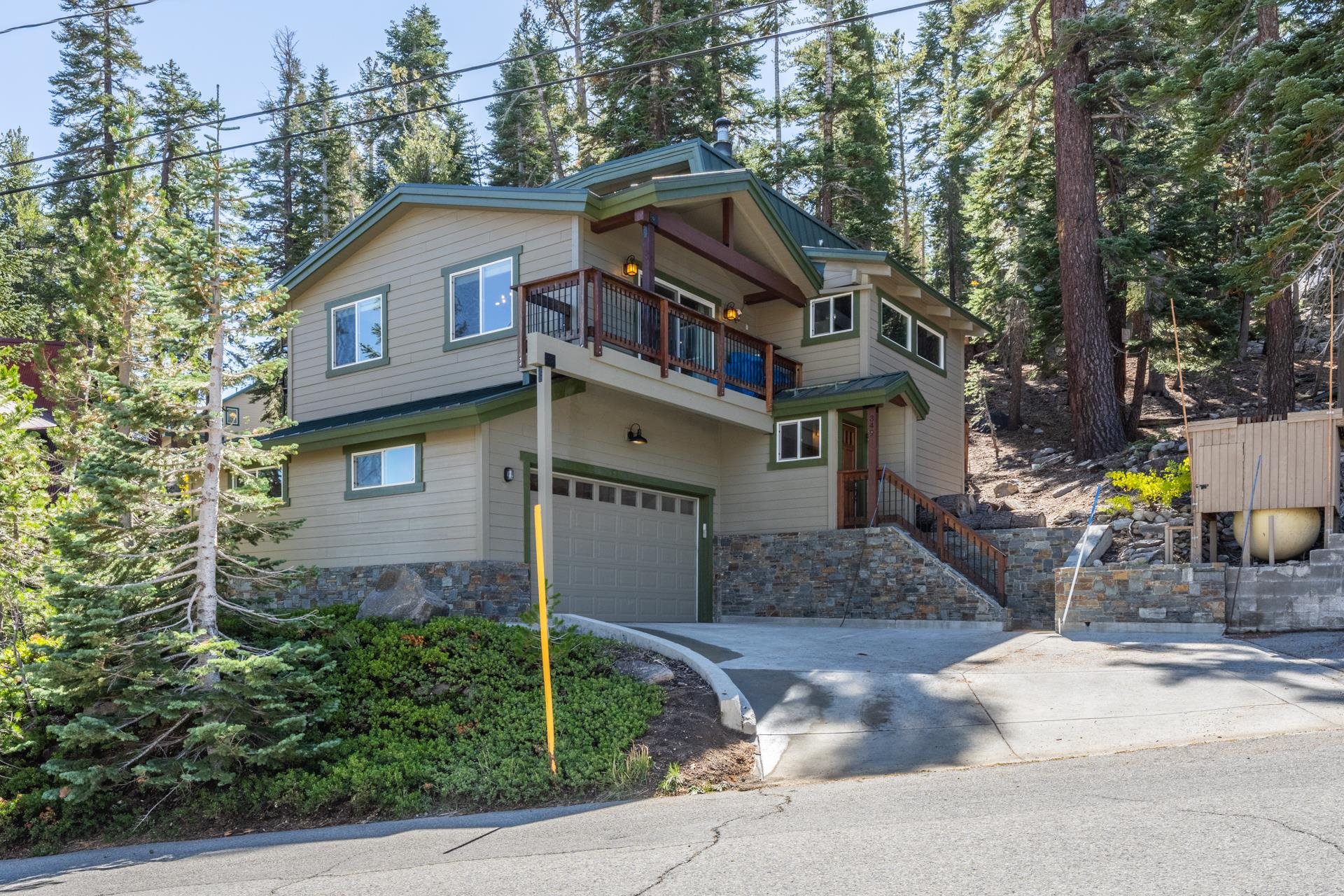 349 Davison Road Mammoth Lakes, CA 93546 - Photo 31 of 43 View of front of house with a balcony, driveway, stairway, and an attached garage