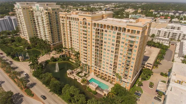 a view of a city with tall buildings