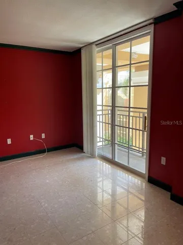 a view of a livingroom with a large window