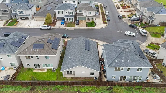an aerial view of multiple houses
