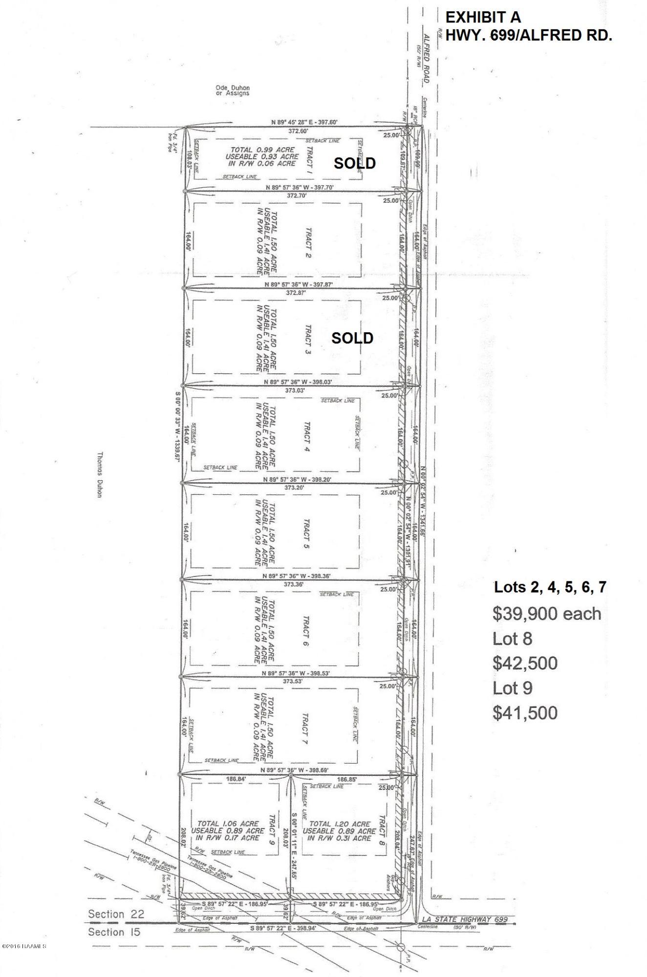 Alfred Road Maurice, LA 70555 - Photo 2 of 2 Hwy 699 Maurice Tract Layout