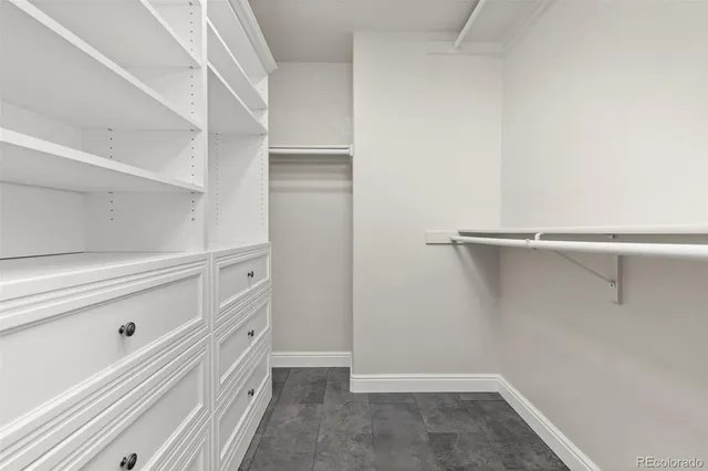 a view of an empty walk in closet