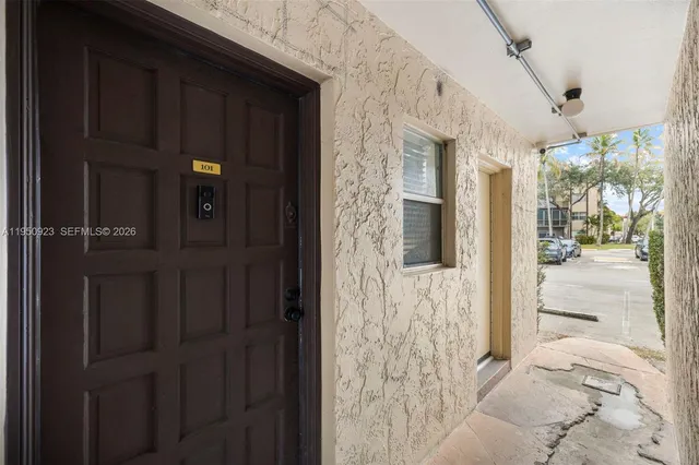 a view of a wooden door