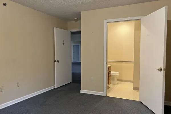 a view of a bathroom from a room