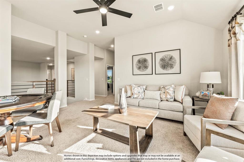 3433 Nightingale Lane Midlothian, TX 76065 - Photo 31 of 40 a living room with furniture and a chandelier