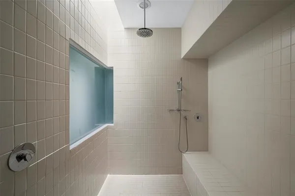 a bathroom with a bathtub