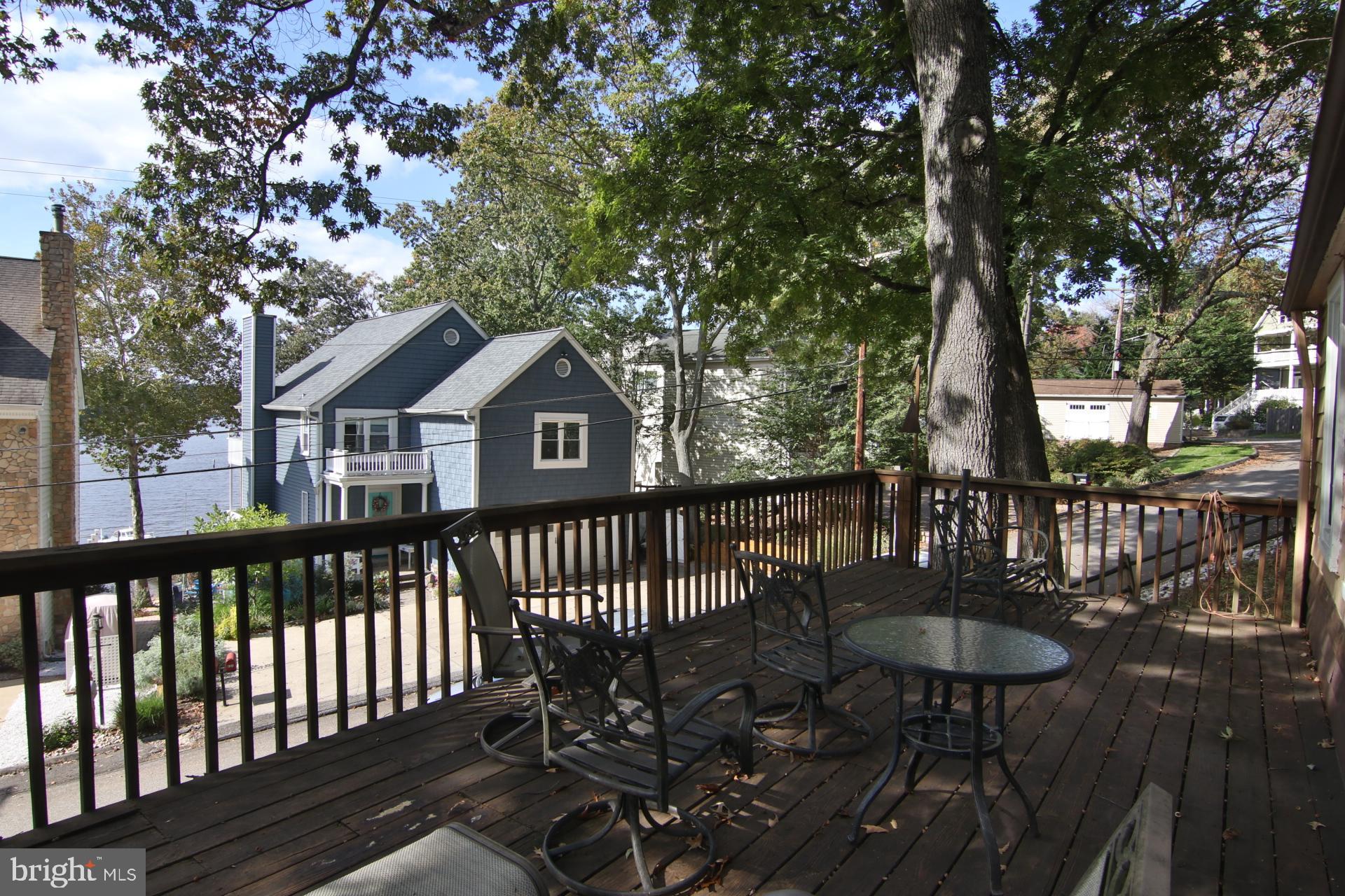 Expansive deck wit water views