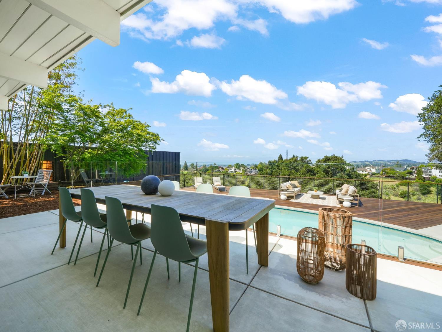 5664 Greenridge Road Castro Valley, CA 94552 - Photo 14 of 59 a view of a terrace with furniture and a garden