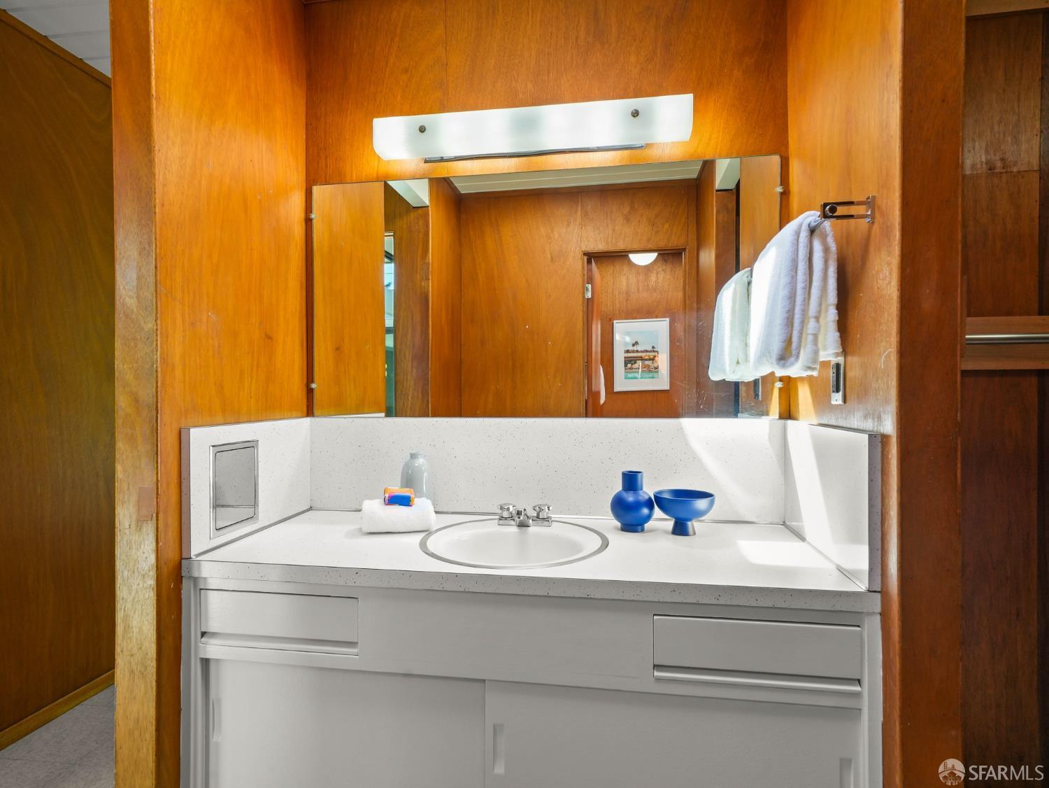 5664 Greenridge Road Castro Valley, CA 94552 - Photo 22 of 59 a bathroom with a sink and a mirror