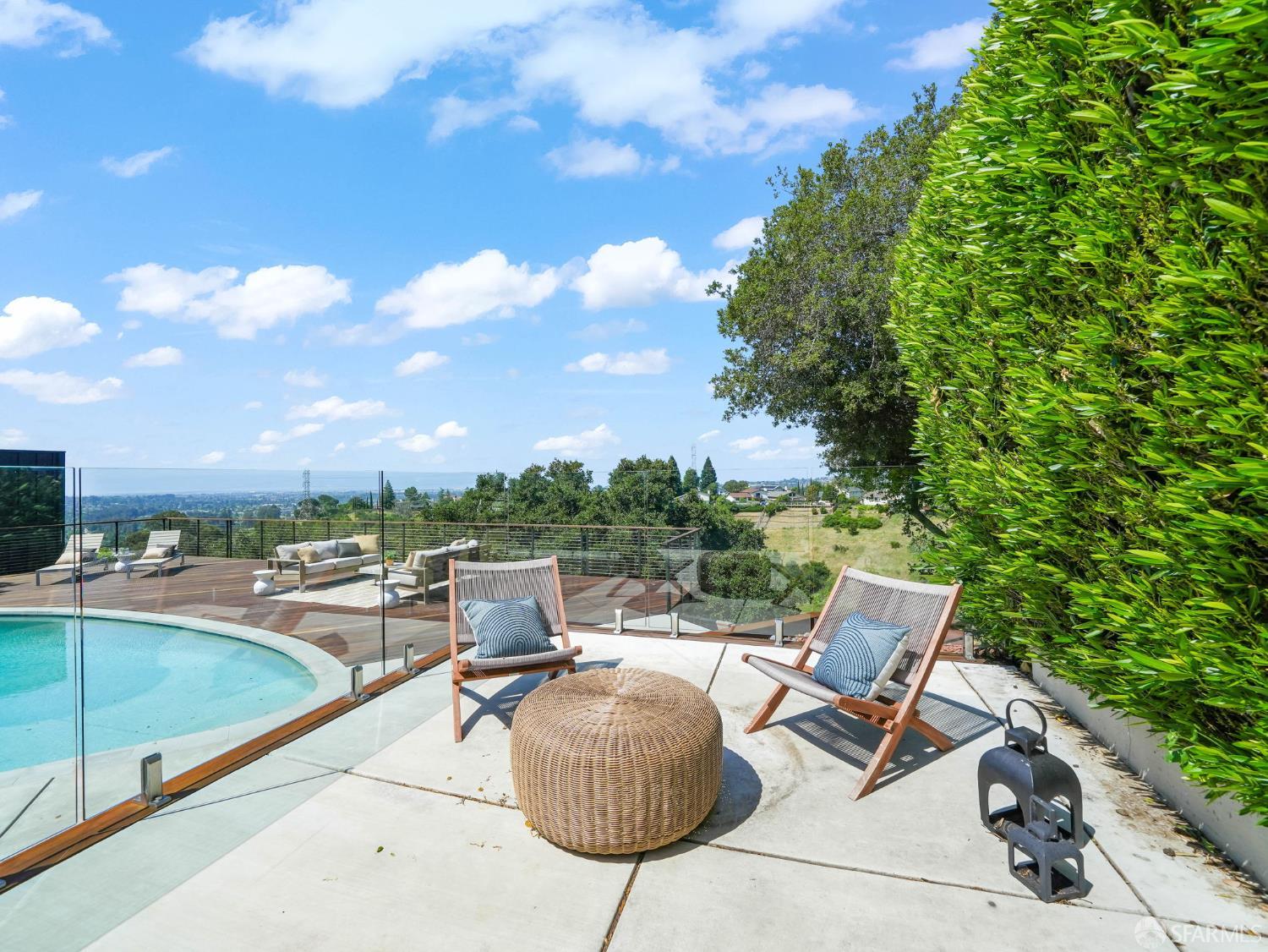 5664 Greenridge Road Castro Valley, CA 94552 - Photo 38 of 59 a view of a terrace with furniture and a garden