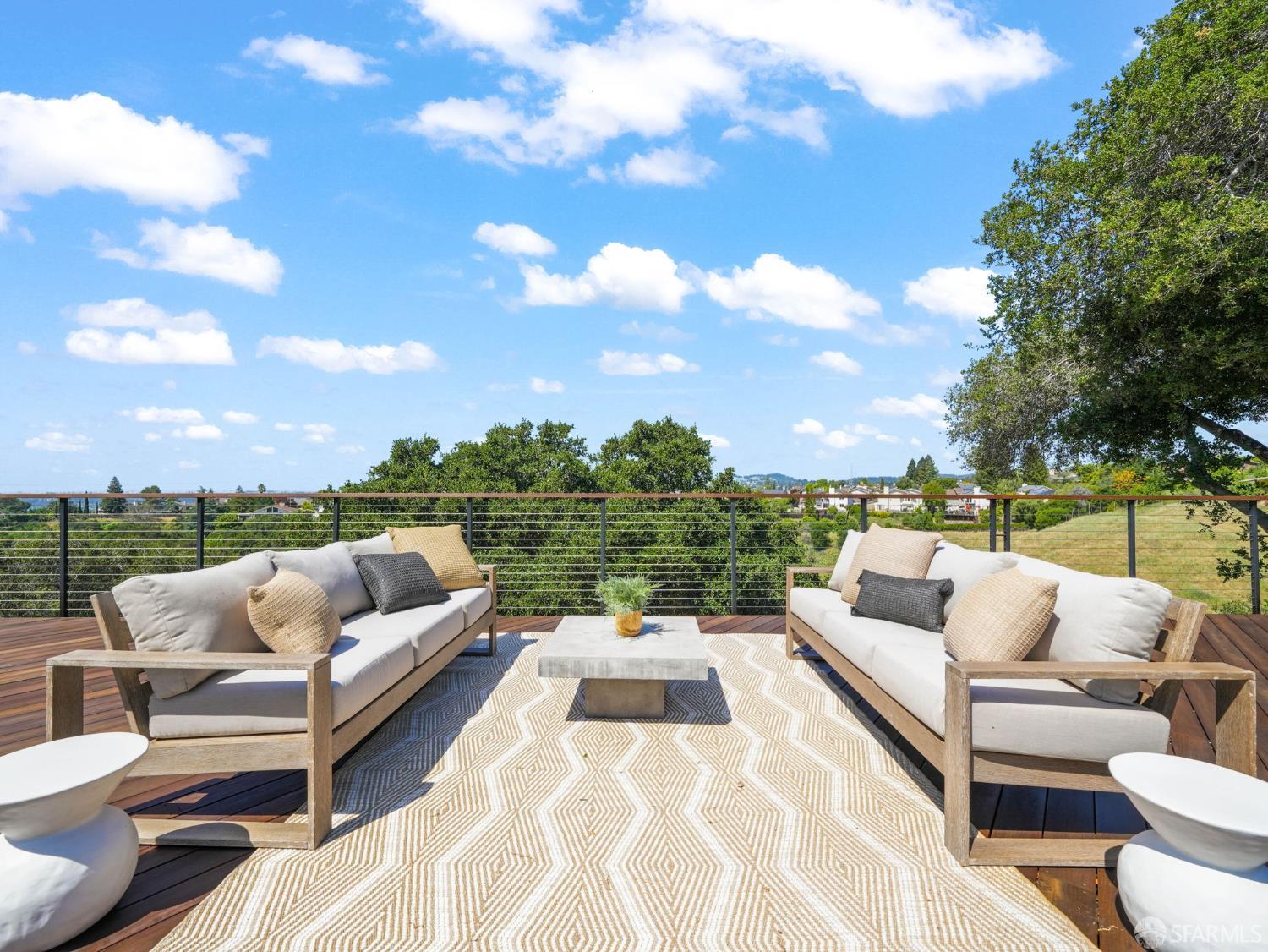 5664 Greenridge Road Castro Valley, CA 94552 - Photo 40 of 59 a view of a patio with couches and a flat screen tv