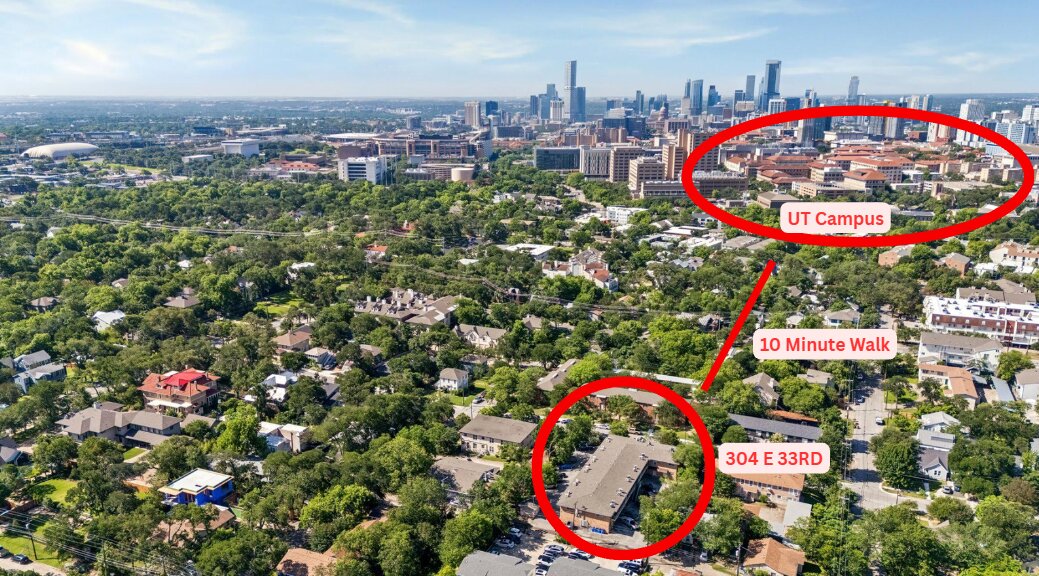 304 East 33rd Street, Unit 4 Austin, TX 78705 - Photo 14 of 15 Just 0.5 miles from the University of Texas at Austin campus, with UT shuttle stops and bike routes steps away.