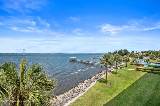 a view of a lake with a beach