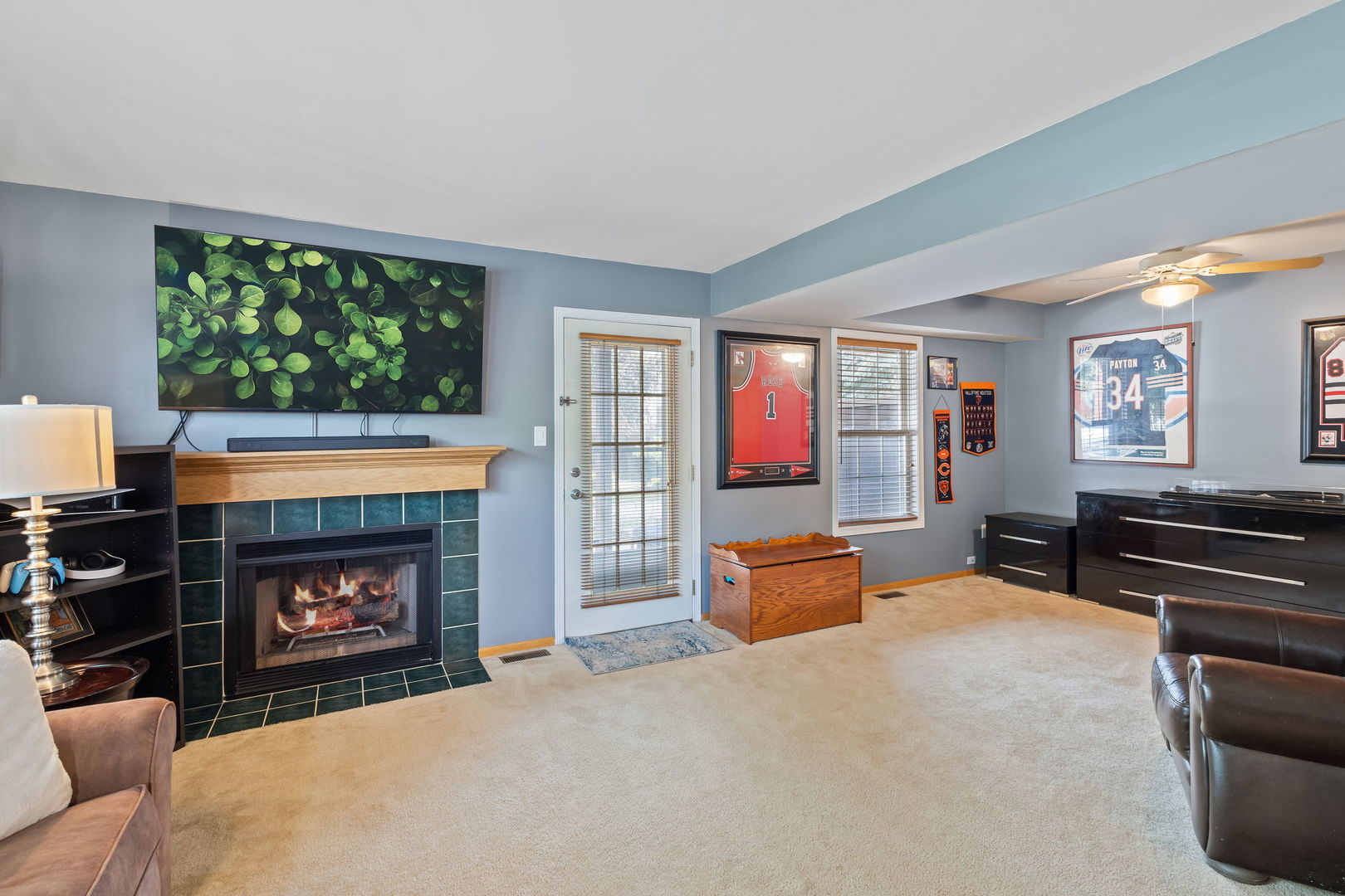9702 Chelsea Place Mokena, IL 60448 - Photo 17 of 20 a living room with furniture a fireplace and a flat screen tv