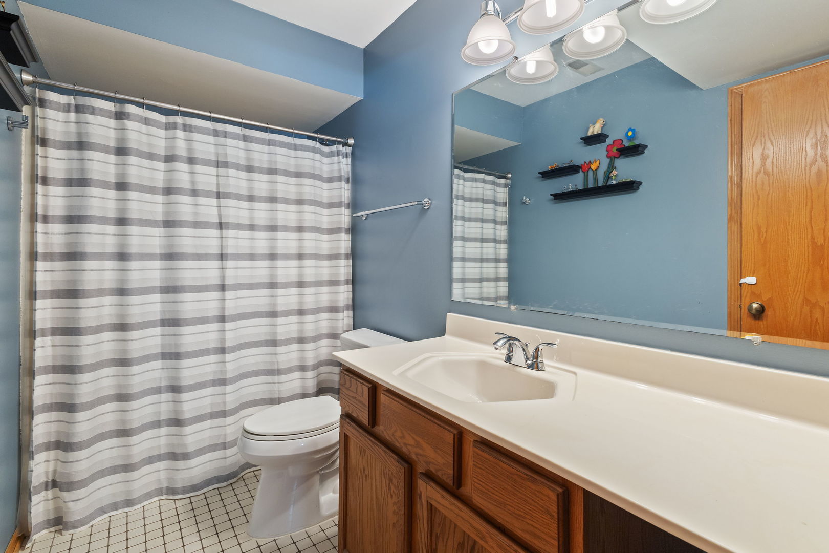 9702 Chelsea Place Mokena, IL 60448 - Photo 18 of 20 a bathroom with a sink a toilet and shower curtain