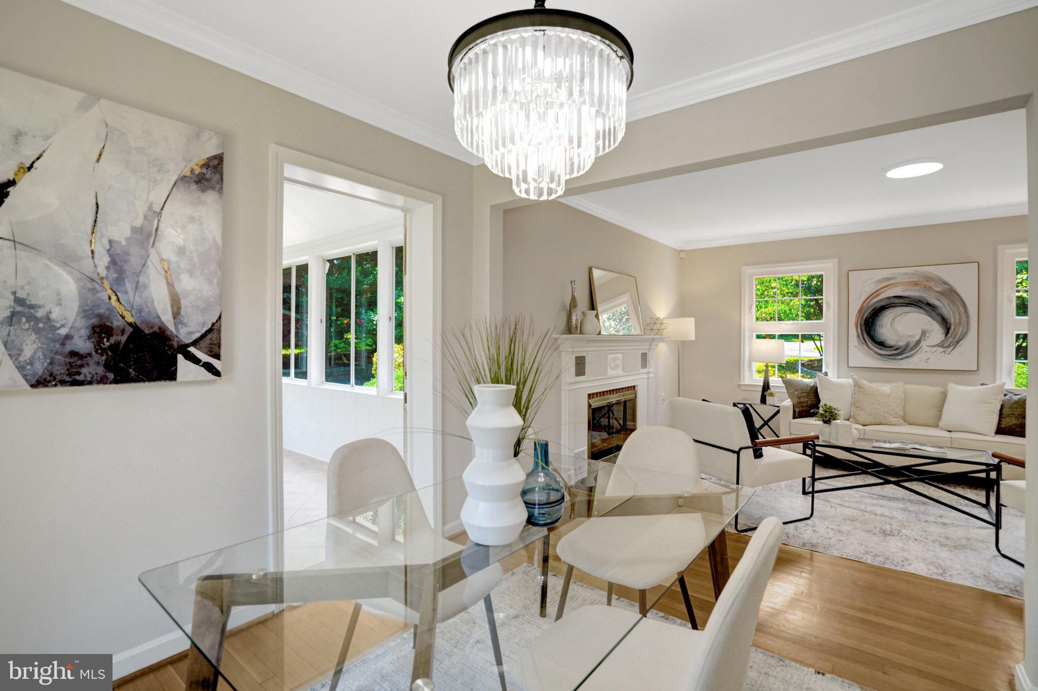 7107 Coventry Road Alexandria, VA 22306 - Photo 8 of 64 Dining area with elegant chandelier