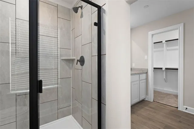 a bathroom with a shower