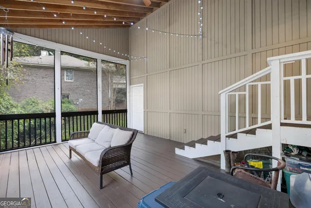 a view of a house with backyard from a porch