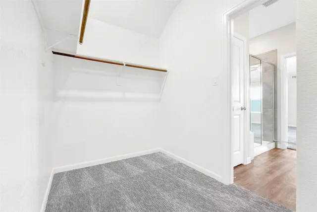 a view of small space with racks on the wall