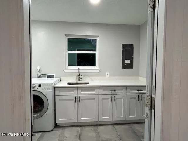 a view of bathroom with dual sinks