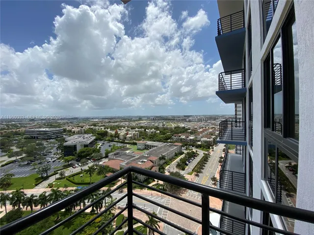 a view of a balcony with an outdoor space