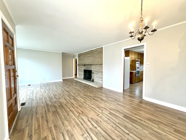 a view of a livingroom with a fireplace