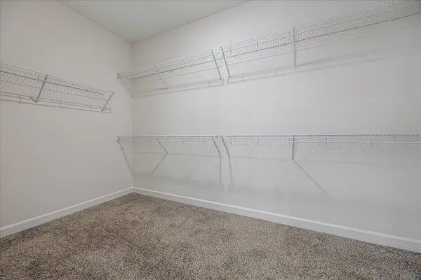 a view of a room with racks on the wall