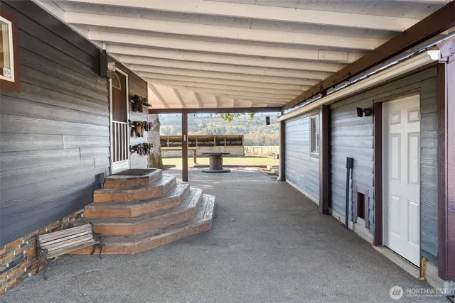 a room with stairs and a couch