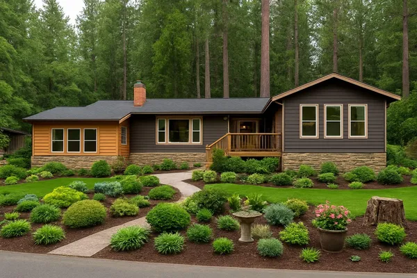 a front view of a house with a yard