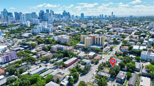 a view of a city with tall buildings