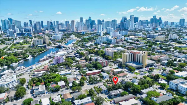 a view of a city with tall buildings