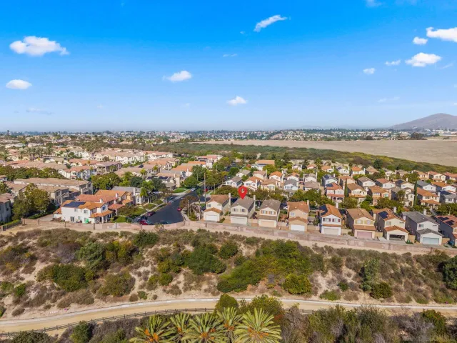a view of a water fountain and an ocean view