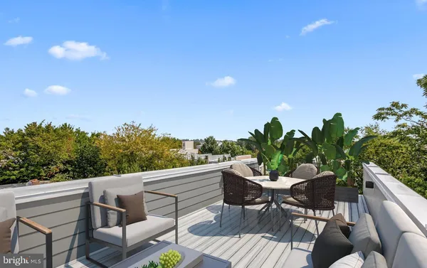 a outdoor view with a seating space