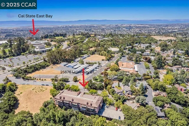 an aerial view of a house